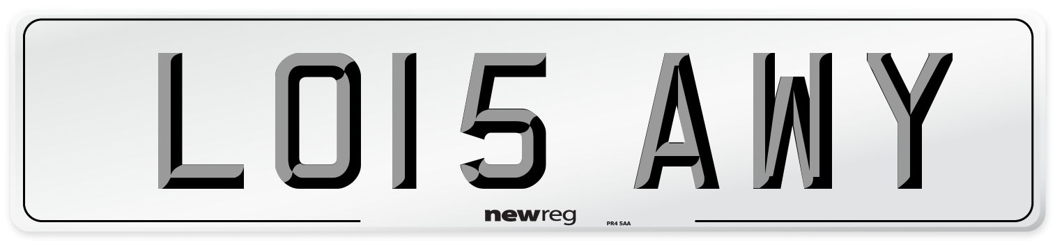 LO15 AWY Number Plate from New Reg